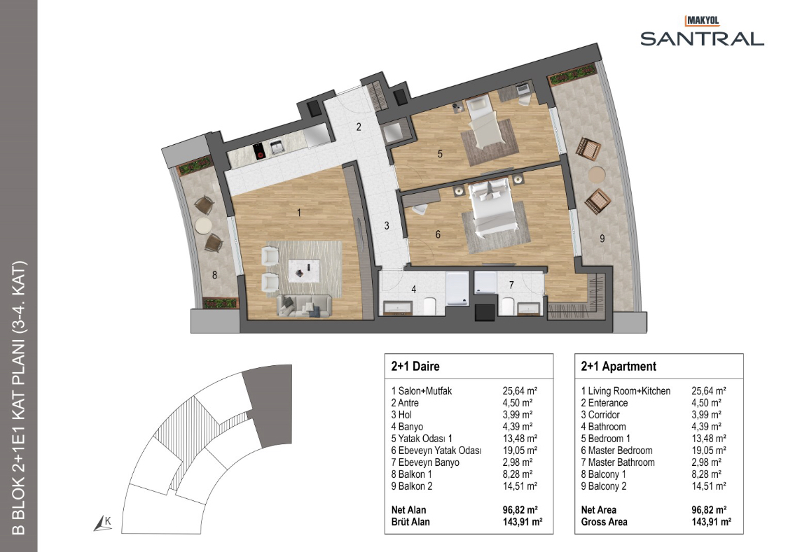 makyol santral 2 bedroom ud turkey